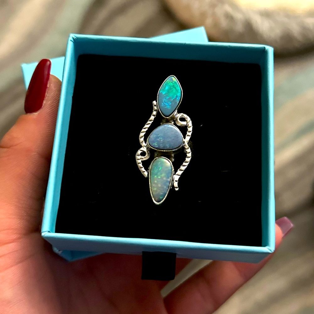 Natural Opal (3 stone) set in Sterling Silver